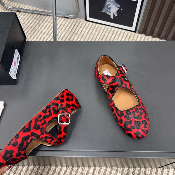 Alaila Criss Cross Ballet Flats In Red Lambskin 996061