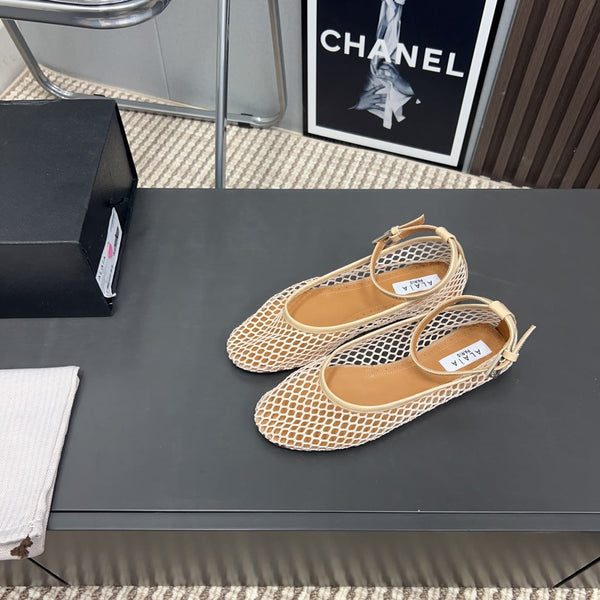 Alaila Mary Jane In Beige Mesh Fabric 996071