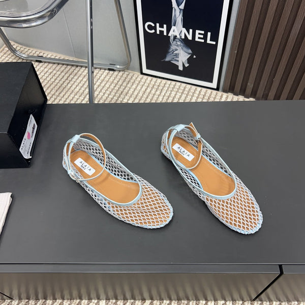 Alaila Mary Jane In Light Jade Green Mesh Fabric 996075