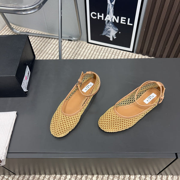 Alaila Mary Jane In Dark Yellow Mesh Fabric 996077