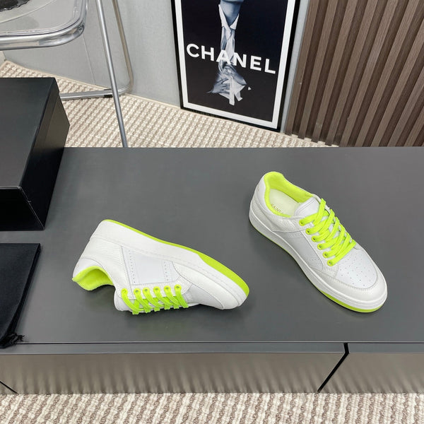 SL/61 SNEAKERS IN WHITE MIX NEON YELLOW CALFSKIN