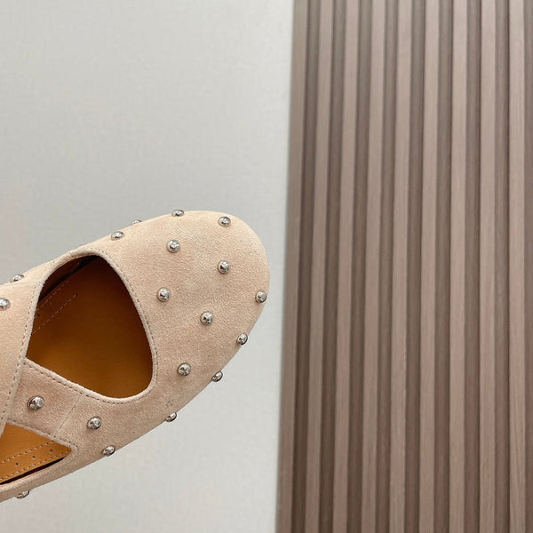 Alaia 2025 Criss Cross con borchie Ballerine Nude Suede 293206