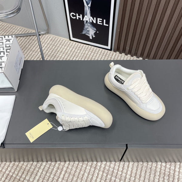 SPACE-STAR CUBE SNEAKERS IN WHITE LEATHER WITH PERFORATED STAR