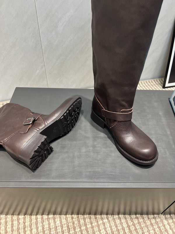 Prada 25 Boot 30mm Black Chocolate Cowhide 501664