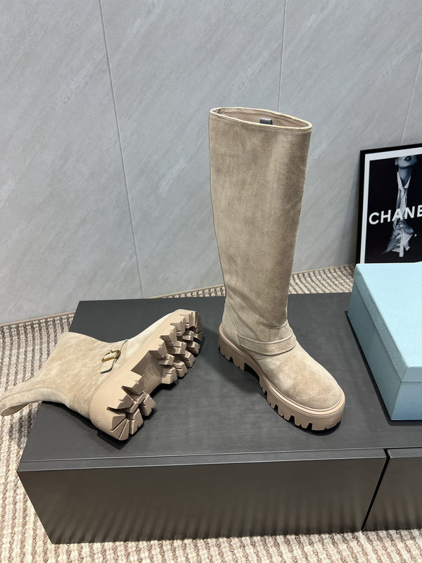 Prada 25 Boot Beige Suede 501670