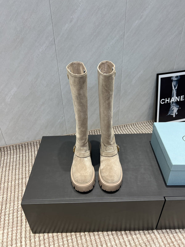 Prada 25 Boot Beige Suede 501670
