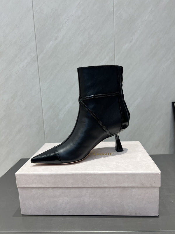 Jimmy Choo Camie AB 80 Ankle Boots Black Leather 540673