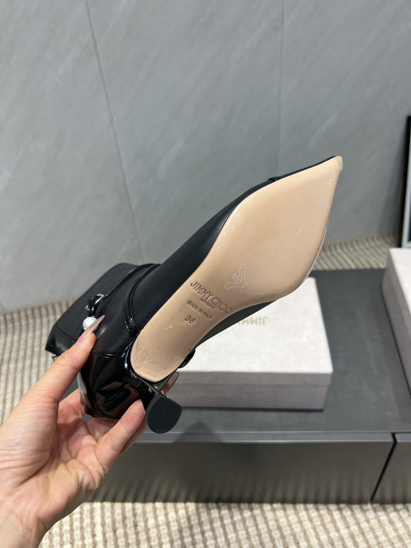 Jimmy Choo Camie AB 80 Ankle Boots Black Leather 540673