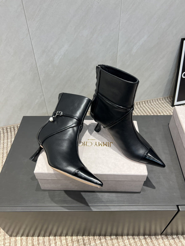 Jimmy Choo Camie AB 80 Ankle Boots Black Leather 540673