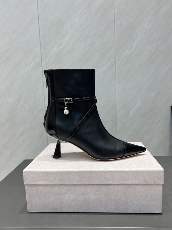 Jimmy Choo Camie AB 80 Ankle Boots Black Leather 540673