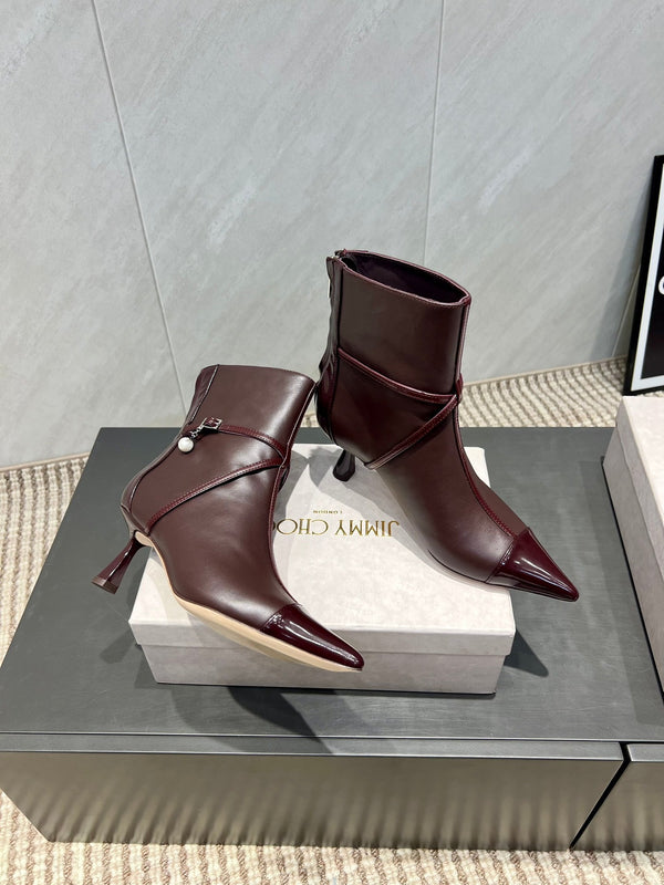 Jimmy Choo Aren Low Cut 65mm Boots Deep Merlo Leather 540674