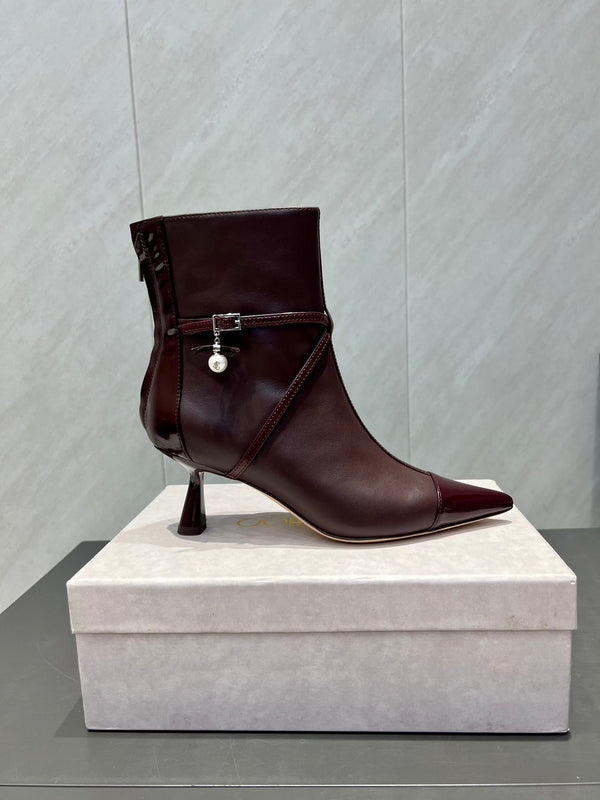 Jimmy Choo Aren Low Cut 65mm Boots Deep Merlo Leather 540674