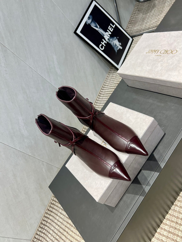 Jimmy Choo Aren Low Cut 65mm Boots Deep Merlo Leather 540674