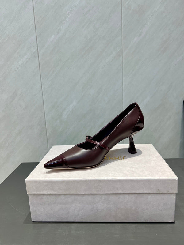 Jimmy Choo Araya Pumps 65mm Burgundy Velvet Embellished Pointed Toe 540677