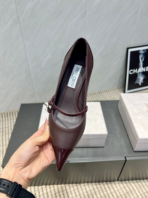 Jimmy Choo Araya Pumps 65mm Burgundy Velvet Embellished Pointed Toe 540677