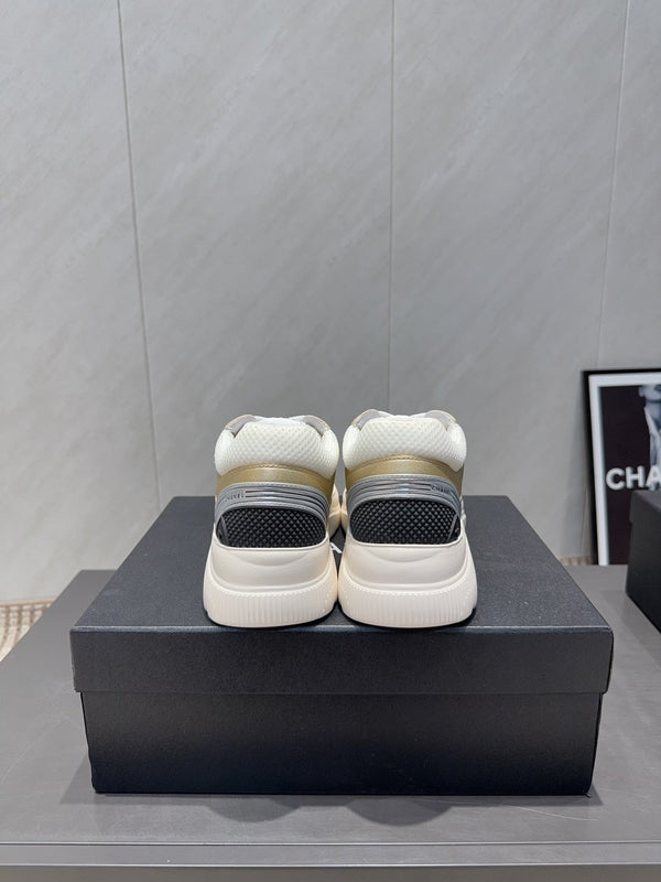 Chanel 25 Sneaker White Gold Mesh Leather 540309