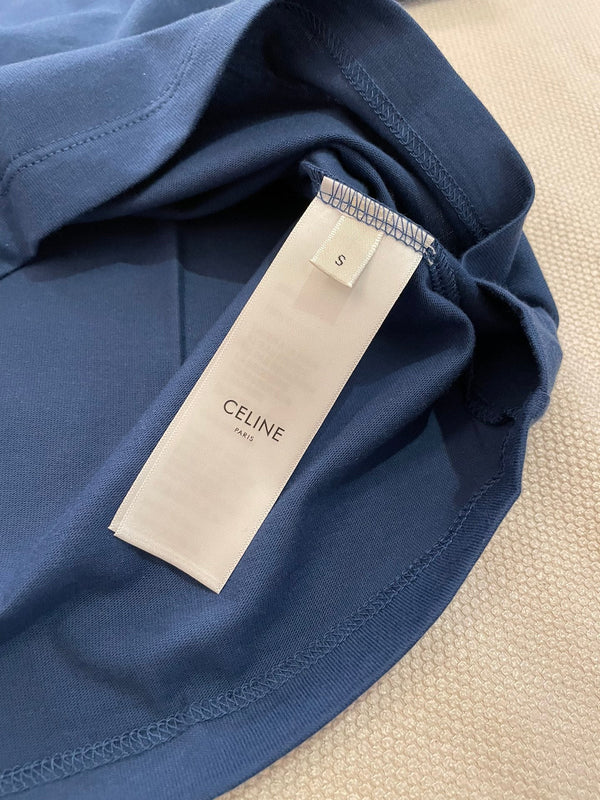 Celine T-shirt 25 Coton Bleu mélangé Jaune clair