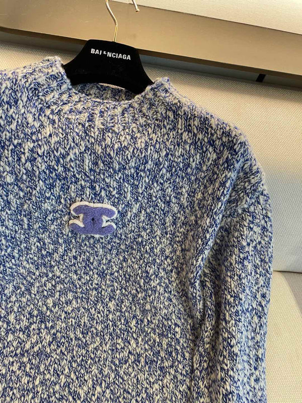CC Sweater In Blue Mix White Wool