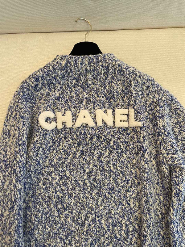 CC Sweater In Blue Mix White Wool