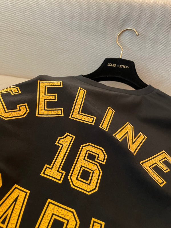 Celine 25 "CELINE 16 PARIS" T-shirt Black mix Yellow Cotton