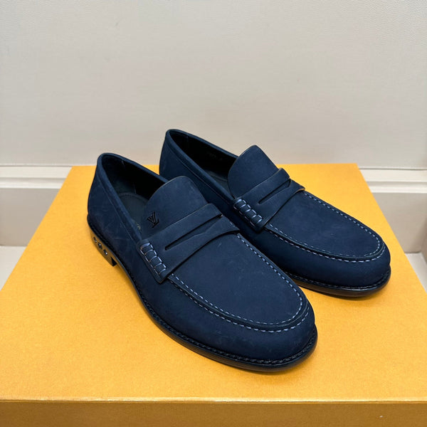 LV MAJOR LOAFERS IN NAVY BLUE SUEDE CALFSKIN