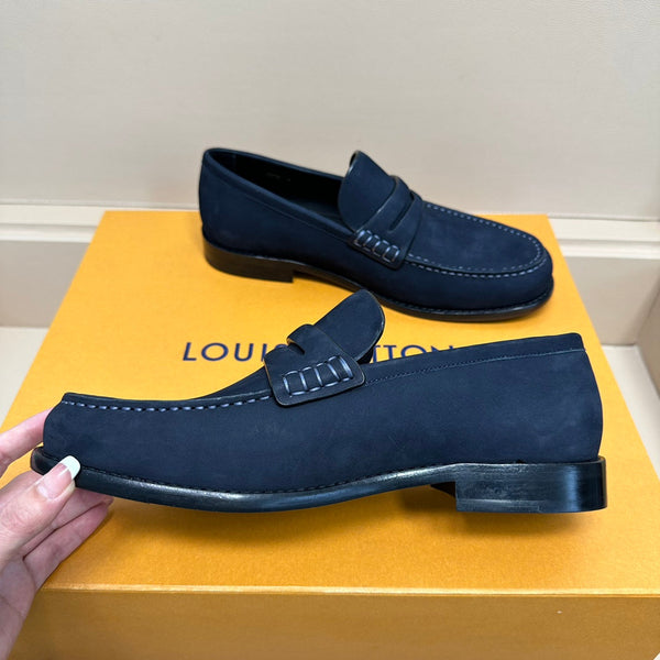 LV MAJOR LOAFERS IN NAVY BLUE SUEDE CALFSKIN