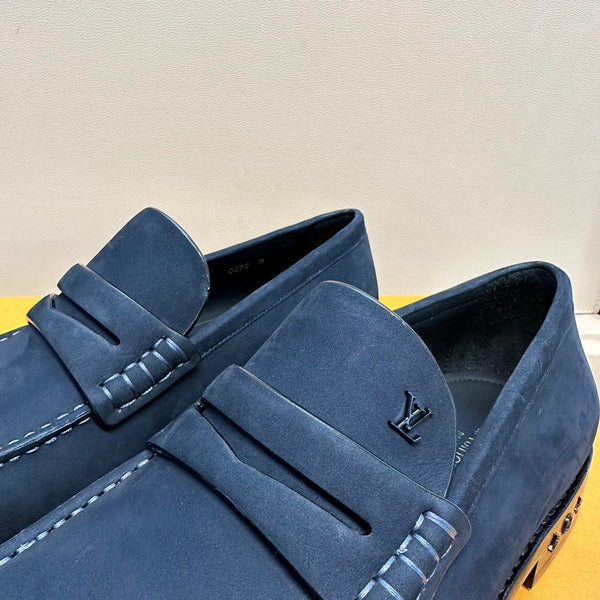LV MAJOR LOAFERS IN NAVY BLUE SUEDE CALFSKIN