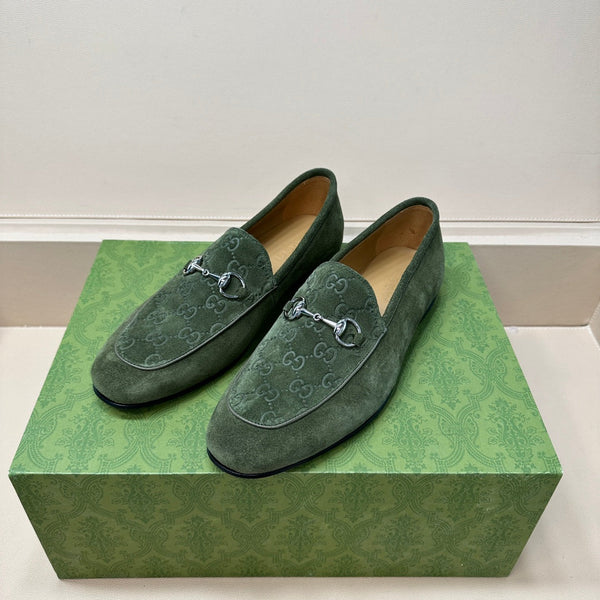 GG Men's Horsebit Loafer Green Suede 575869