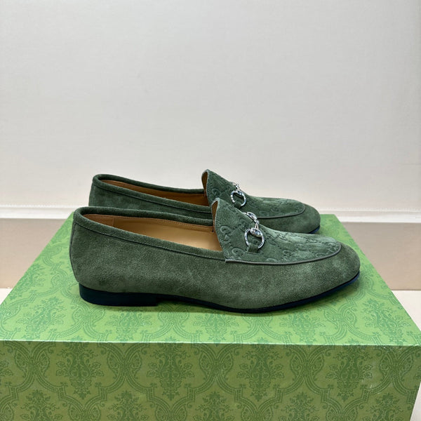 GG Men's Horsebit Loafer Green Suede 575869