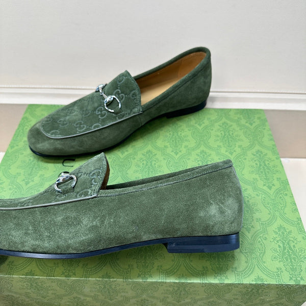 GG Men's Horsebit Loafer Green Suede 575869