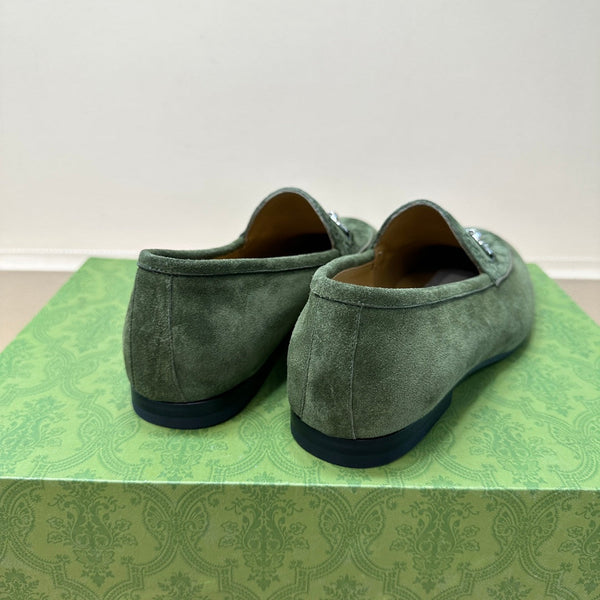 GG Men's Horsebit Loafer Green Suede 575869