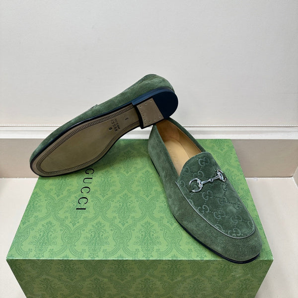 GG Men's Horsebit Loafer Green Suede 575869