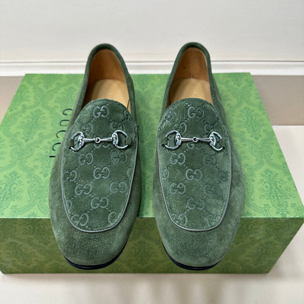 GG Men's Horsebit Loafer Green Suede 575869