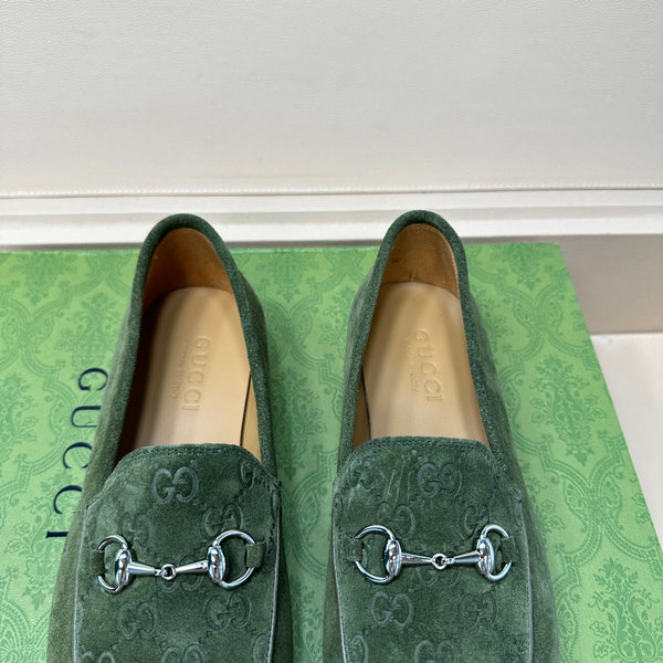 GG Men's Horsebit Loafer Green Suede 575869