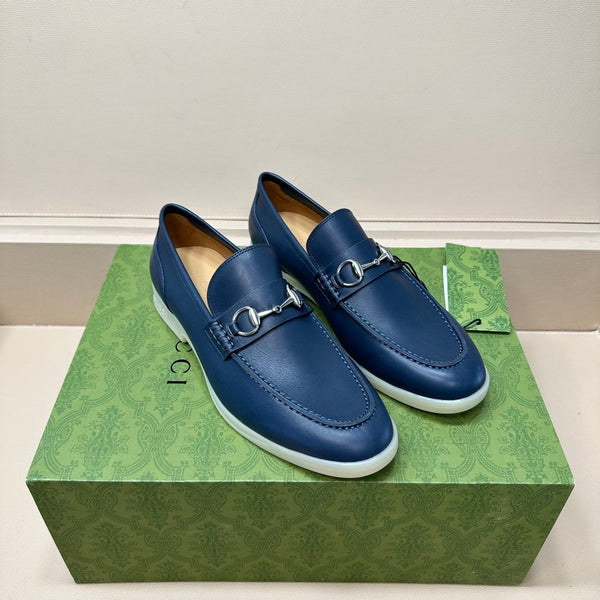 GG Men's Horsebit Loafer Blue Cowhide 603567