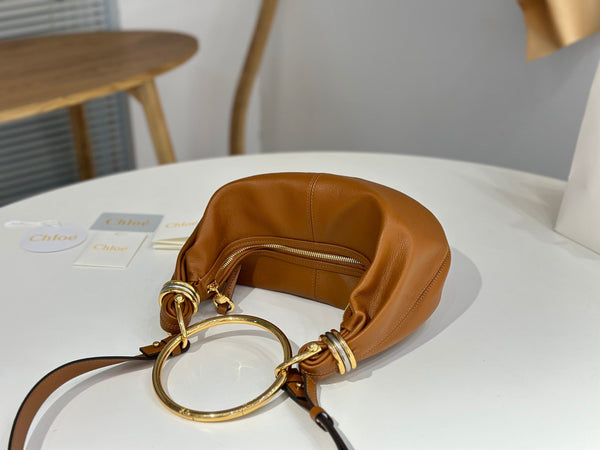 Chloe Small Bracelet 32cm Hobo Bag Brown Grained Calfskin