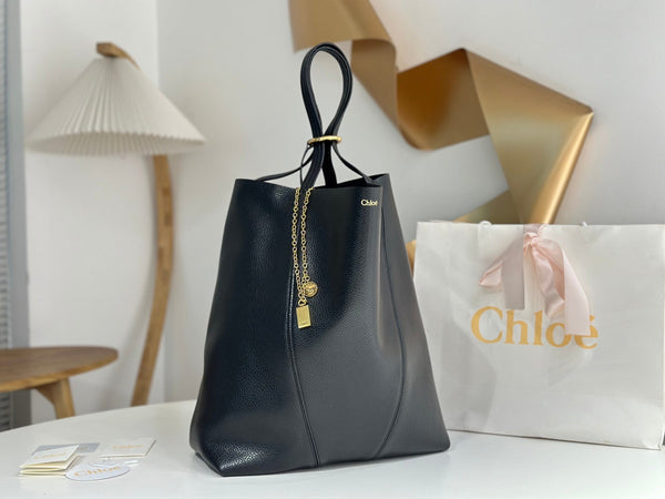 Chloe Spin Large Bag 35cm Black Calfskin