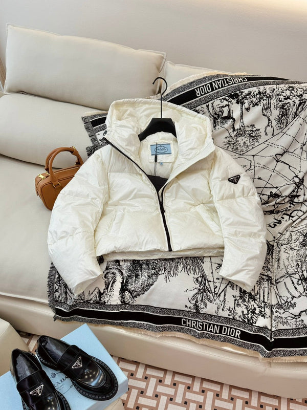 Prada 25 Short Jacket White Down Polyester 317485