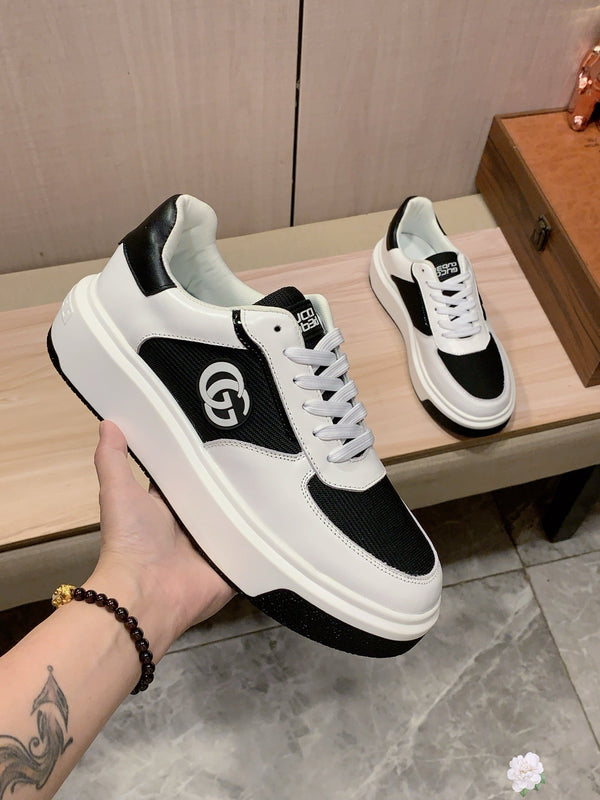 GG Men's Sneaker Black White Sheepskin 709673