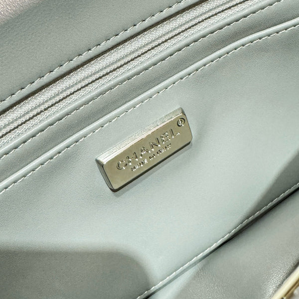 24S Flap Bag 20cm Multicolor Sequin Pink Flower Pearl Caflskin