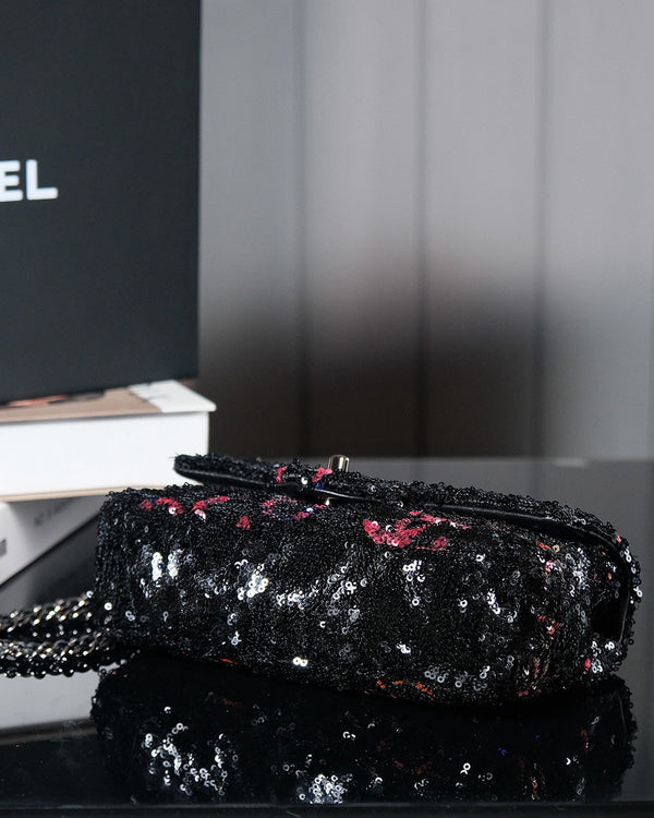 24S Flap Bag 20cm Multicolor Sequin Calfskin