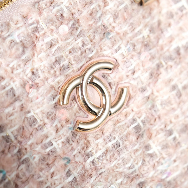 SMALL SHOPPING BAG 20 IN LIGHT PINK TWEED GOLD HARDWARE