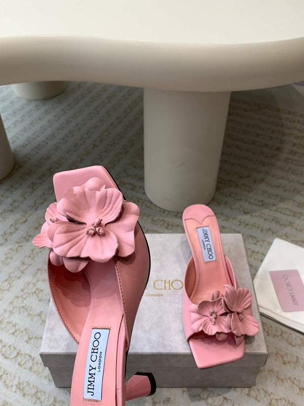 Jimmy Skye 70mm In Pastel Pink Cowhide Mules 586567