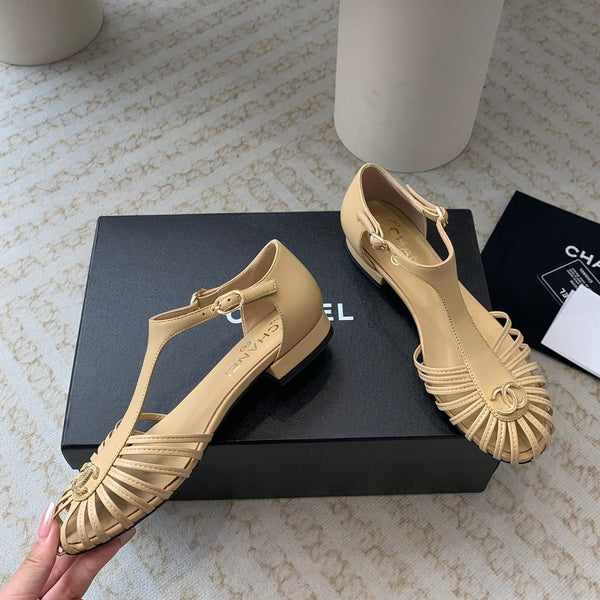 roman sandals wedge gold metalic lambskin