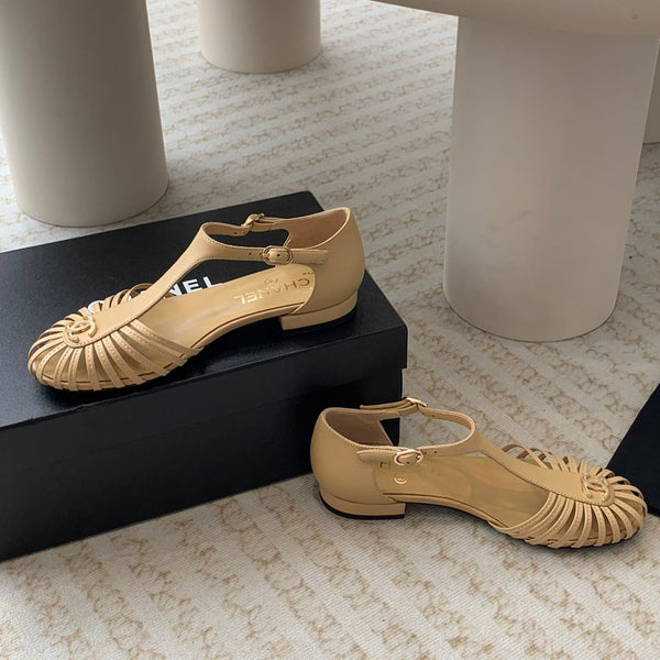 roman sandals wedge gold metalic lambskin