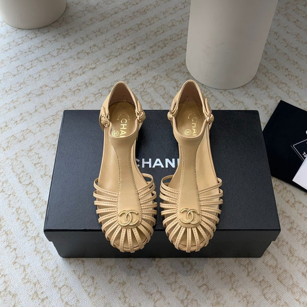 roman sandals wedge gold metalic lambskin