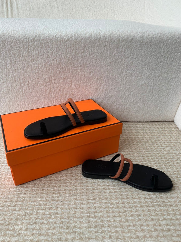 GEORGIA SANDALS BLACK MIX BROWN CALFSKIN