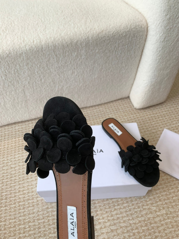 MULE PIATTA ALAIA IN CAMOSCIO NERO