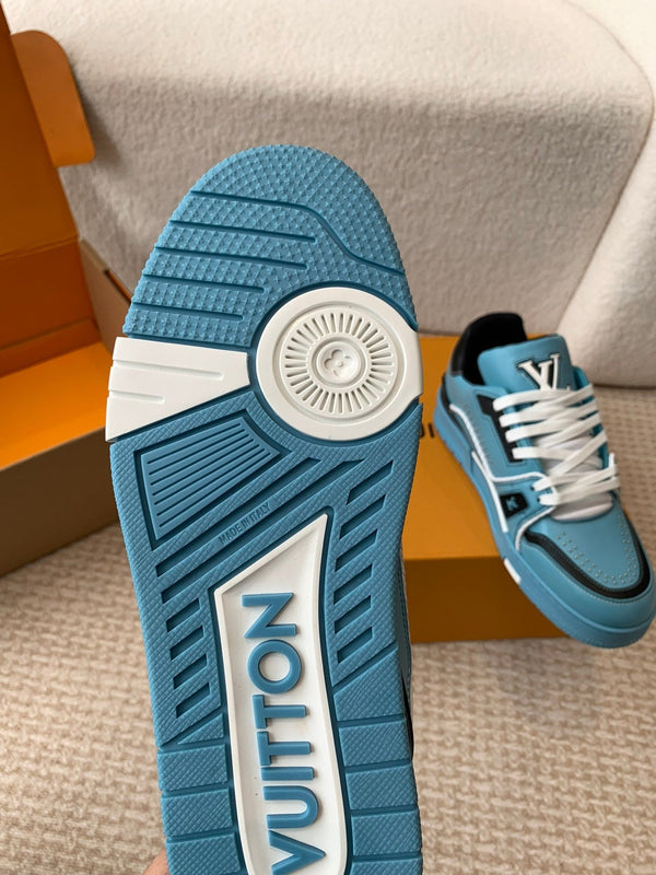 Sneaker LV Trainer in pelle di vacchetta blu