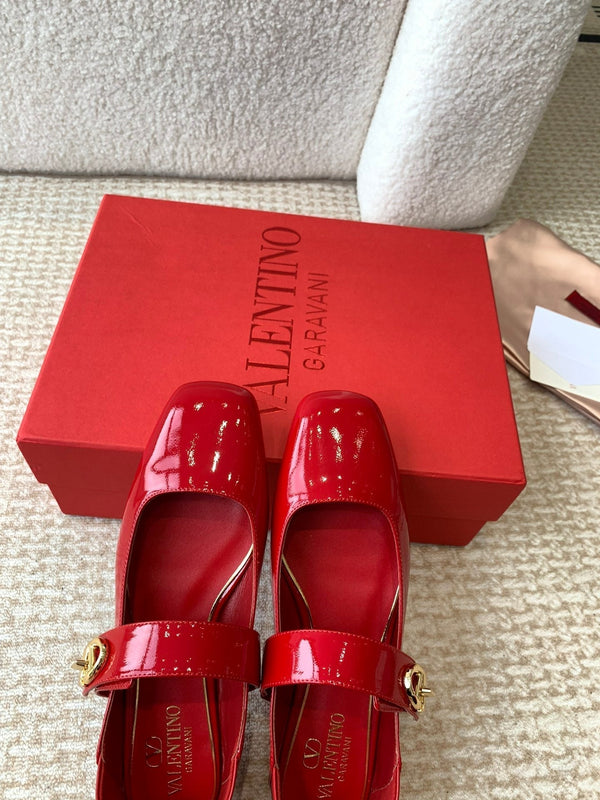 VLOGO LOCKER BALLERINA MARY-JANE IN VITELLO ROSSO CREMISI
